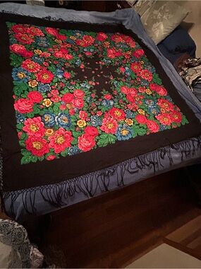 Floral Fringe Scarf